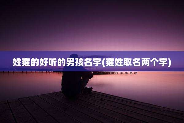 姓雍的好听的男孩名字(雍姓取名两个字)