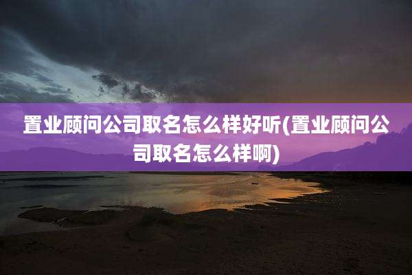 置业顾问公司取名怎么样好听(置业顾问公司取名怎么样啊)
