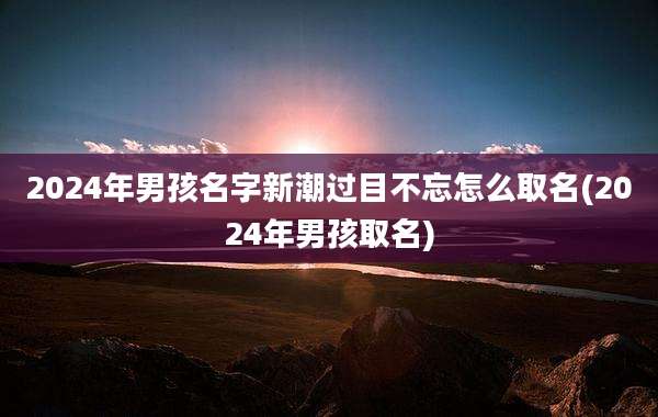 2024年男孩名字新潮过目不忘怎么取名(2024年男孩取名)