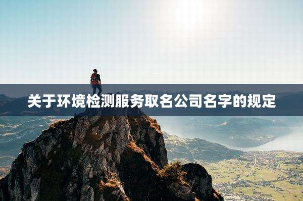 关于环境检测服务取名公司名字的规定