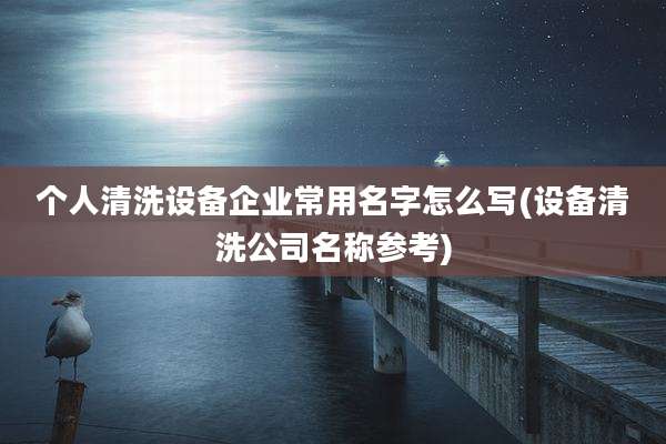 个人清洗设备企业常用名字怎么写(设备清洗公司名称参考)