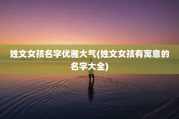 姓文女孩名字优雅大气(姓文女孩有寓意的名字大全)