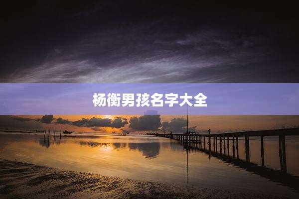 杨衡男孩名字大全