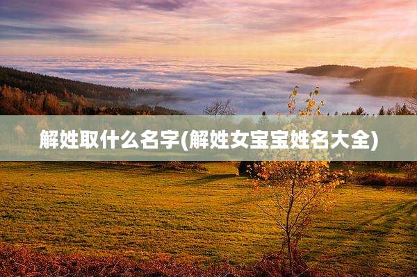 解姓取什么名字(解姓女宝宝姓名大全)