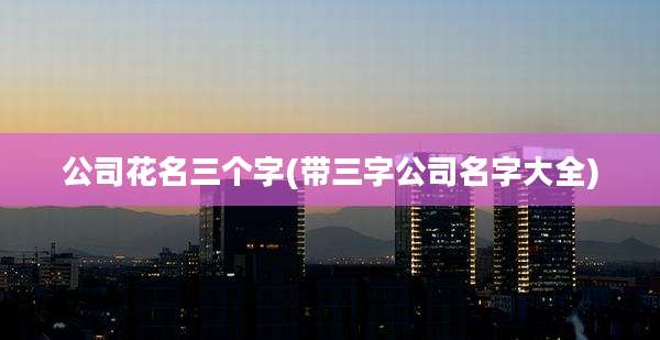 公司花名三个字(带三字公司名字大全)