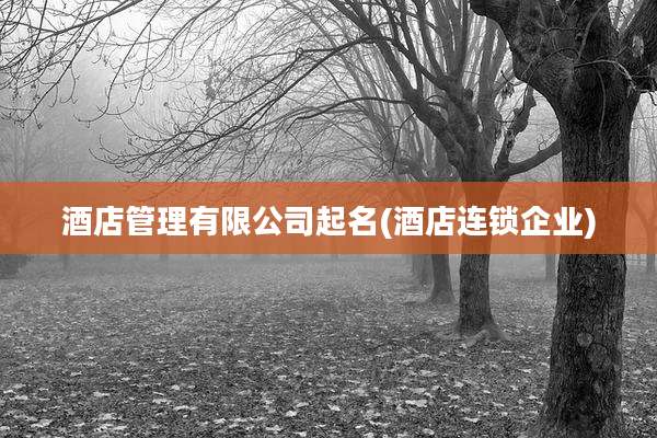 酒店管理有限公司起名(酒店连锁企业)
