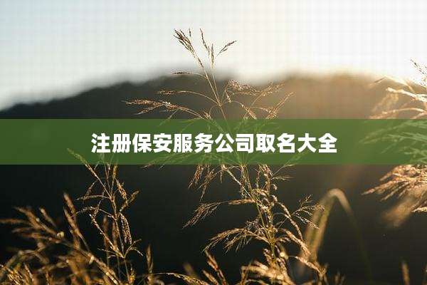 注册保安服务公司取名大全