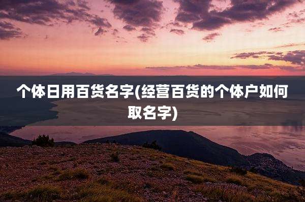 个体日用百货名字(经营百货的个体户如何取名字)