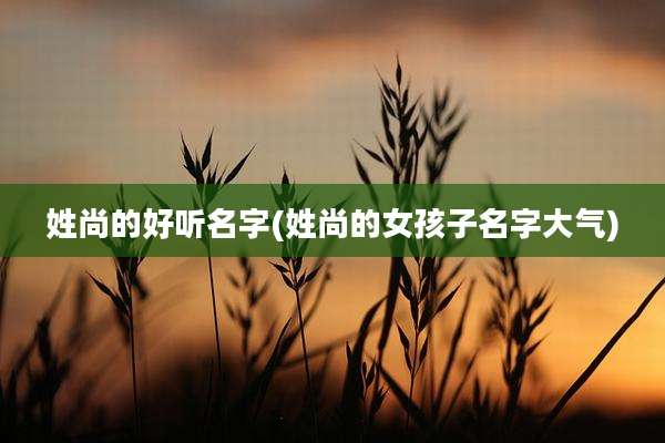 姓尚的好听名字(姓尚的女孩子名字大气)