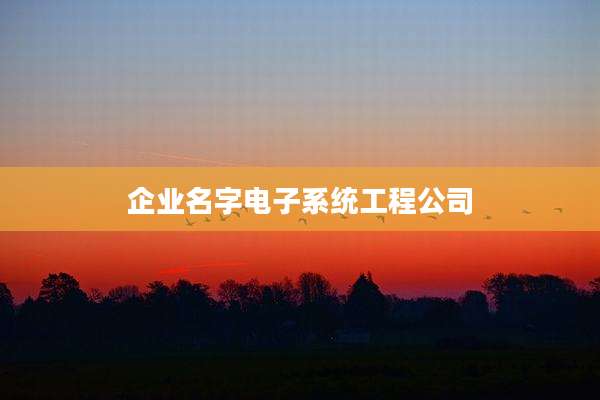 企业名字电子系统工程公司