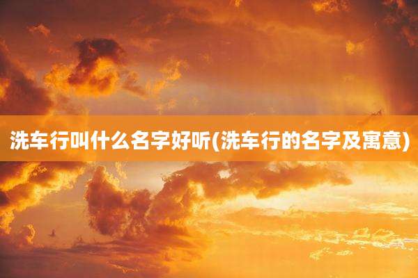 洗车行叫什么名字好听(洗车行的名字及寓意)