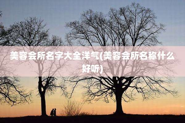 美容会所名字大全洋气(美容会所名称什么好听)
