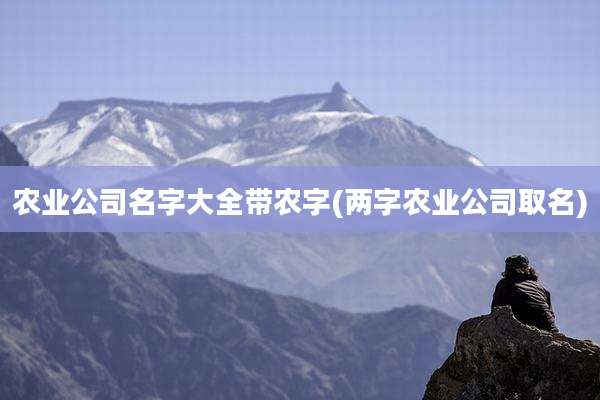 农业公司名字大全带农字(两字农业公司取名)