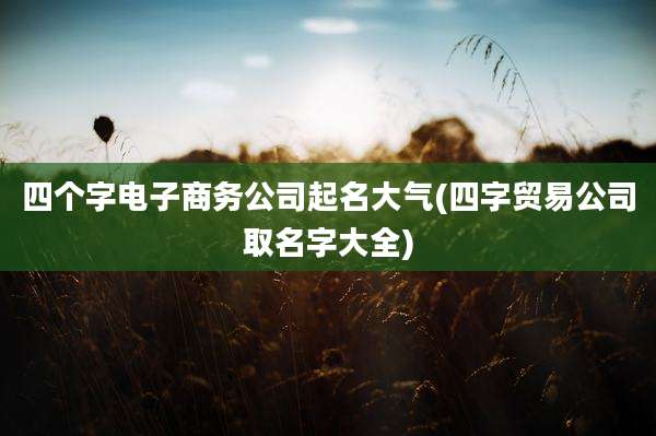 四个字电子商务公司起名大气(四字贸易公司取名字大全)