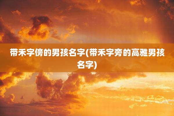 带禾字傍的男孩名字(带禾字旁的高雅男孩名字)