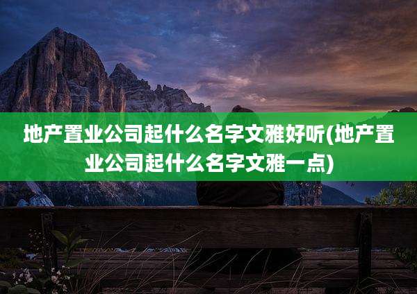 地产置业公司起什么名字文雅好听(地产置业公司起什么名字文雅一点)