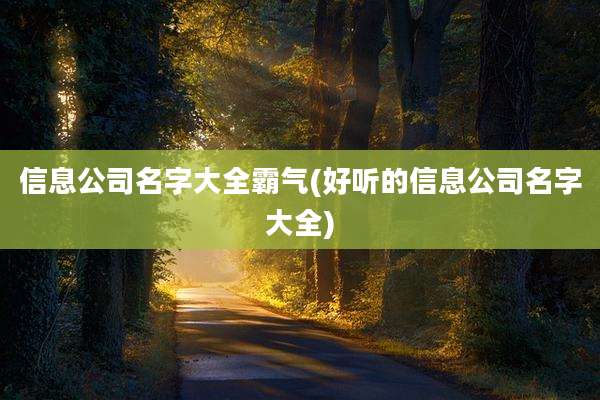 信息公司名字大全霸气(好听的信息公司名字大全)