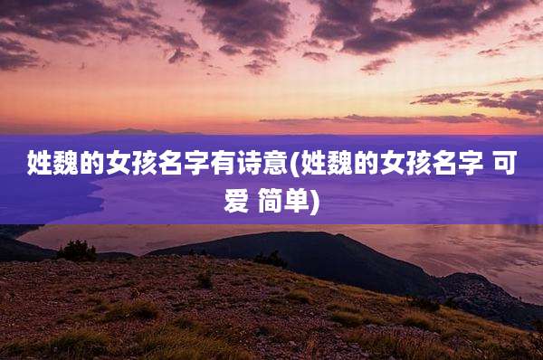 姓魏的女孩名字有诗意(姓魏的女孩名字 可爱 简单)
