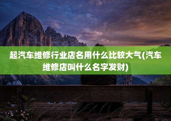 起汽车维修行业店名用什么比较大气(汽车维修店叫什么名字发财)