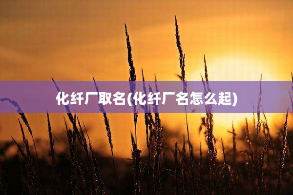 化纤厂取名(化纤厂名怎么起)