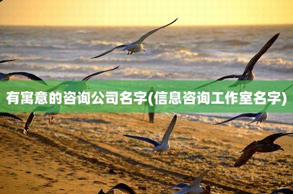 有寓意的咨询公司名字(信息咨询工作室名字)