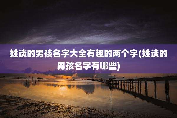 姓谈的男孩名字大全有趣的两个字(姓谈的男孩名字有哪些)