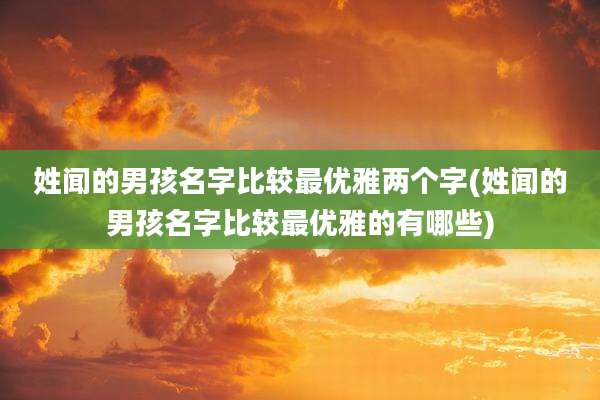 姓闻的男孩名字比较最优雅两个字(姓闻的男孩名字比较最优雅的有哪些)