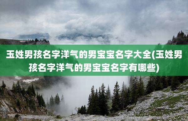 玉姓男孩名字洋气的男宝宝名字大全(玉姓男孩名字洋气的男宝宝名字有哪些)