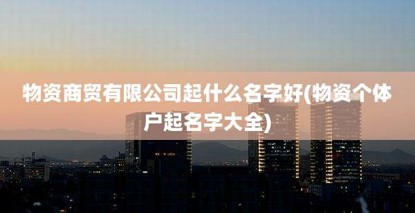 物资商贸有限公司起什么名字好(物资个体户起名字大全)