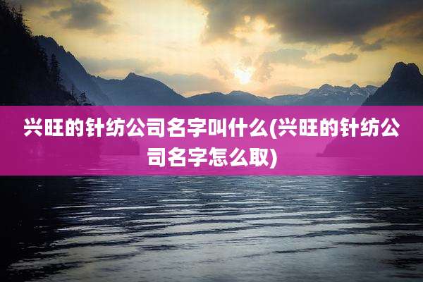 兴旺的针纺公司名字叫什么(兴旺的针纺公司名字怎么取)