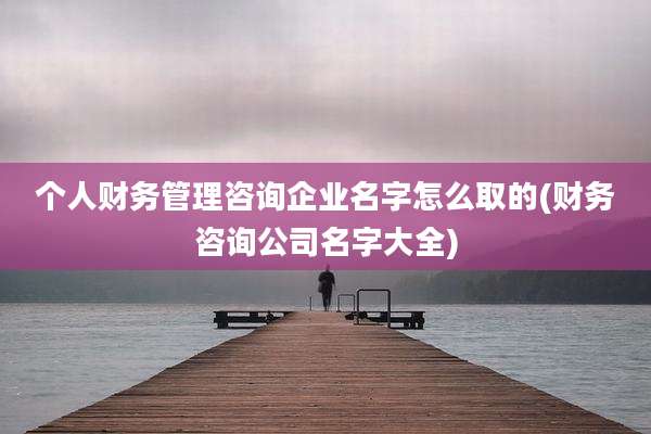 个人财务管理咨询企业名字怎么取的(财务咨询公司名字大全)