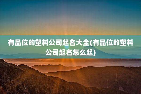 有品位的塑料公司起名大全(有品位的塑料公司起名怎么起)