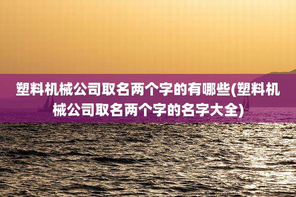 塑料机械公司取名两个字的有哪些(塑料机械公司取名两个字的名字大全)