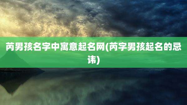 芮男孩名字中寓意起名网(芮字男孩起名的忌讳)