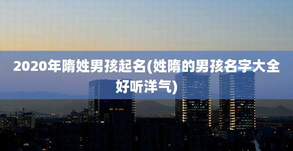 2020年隋姓男孩起名(姓隋的男孩名字大全好听洋气)