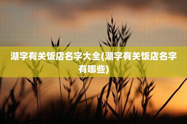 湖字有关饭店名字大全(湖字有关饭店名字有哪些)