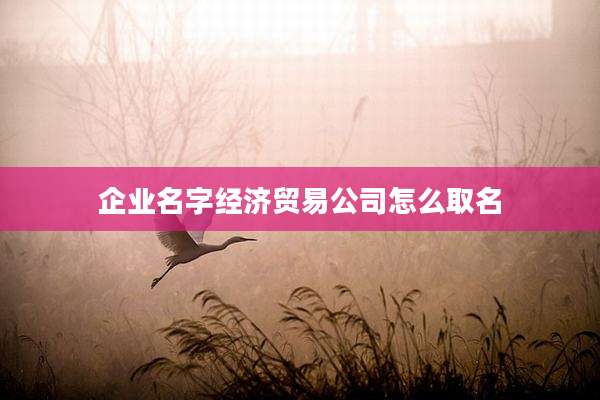 企业名字经济贸易公司怎么取名