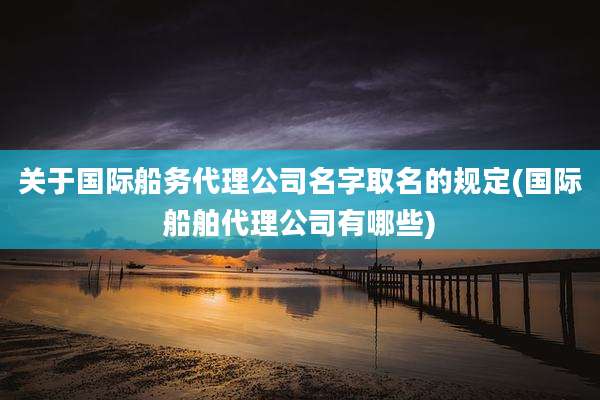 关于国际船务代理公司名字取名的规定(国际船舶代理公司有哪些)