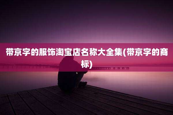 带京字的服饰淘宝店名称大全集(带京字的商标)