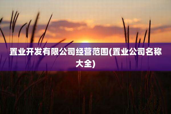 置业开发有限公司经营范围(置业公司名称大全)