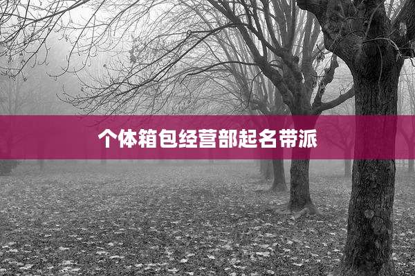 个体箱包经营部起名带派