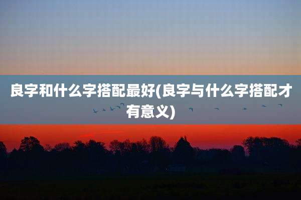良字和什么字搭配最好(良字与什么字搭配才有意义)