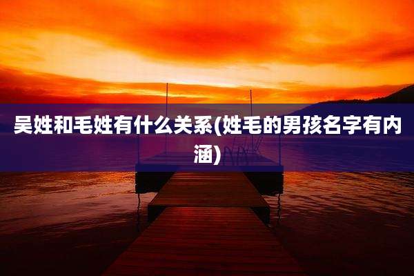 吴姓和毛姓有什么关系(姓毛的男孩名字有内涵)
