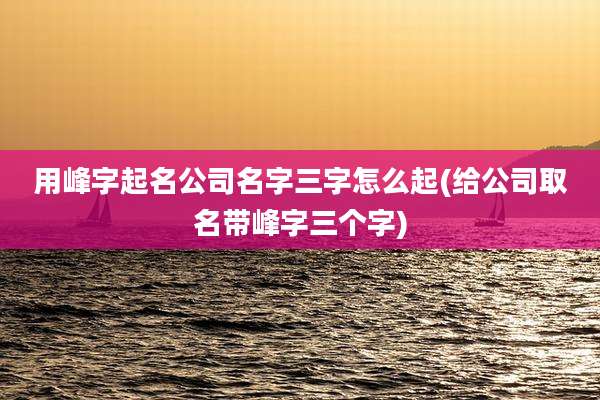 用峰字起名公司名字三字怎么起(给公司取名带峰字三个字)