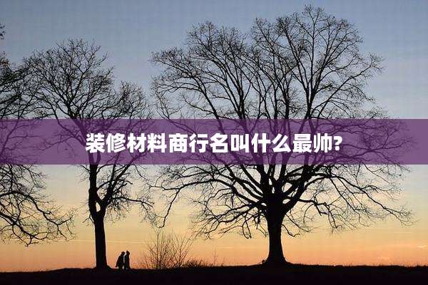 装修材料商行名叫什么最帅?