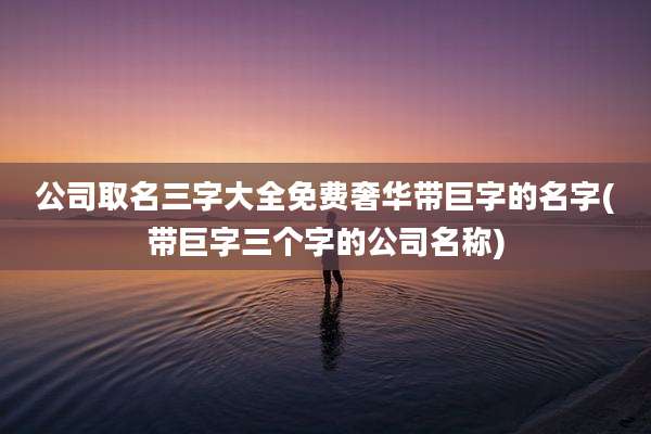 公司取名三字大全免费奢华带巨字的名字(带巨字三个字的公司名称)