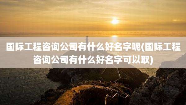 国际工程咨询公司有什么好名字呢(国际工程咨询公司有什么好名字可以取)