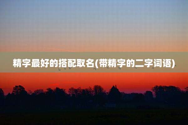 精字最好的搭配取名(带精字的二字词语)