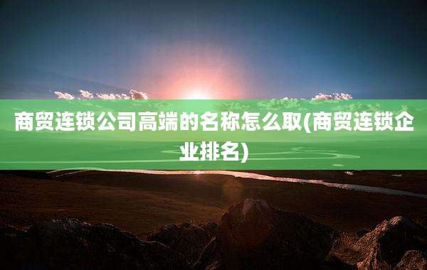 商贸连锁公司高端的名称怎么取(商贸连锁企业排名)