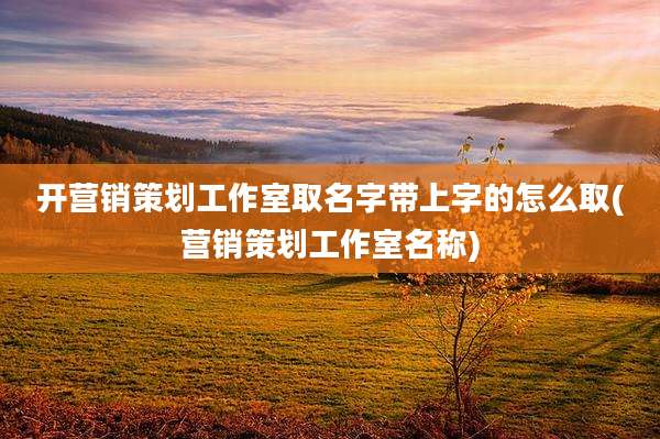 开营销策划工作室取名字带上字的怎么取(营销策划工作室名称)